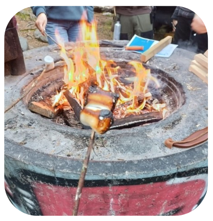 Chamallows grillés en forêt en Finlande